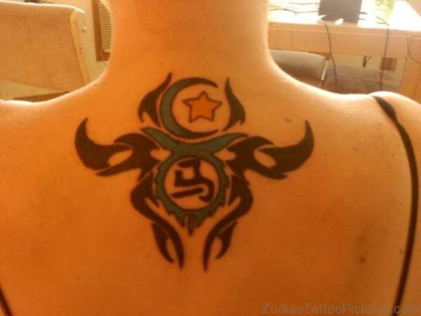 Nice Taurus Tattoo Design On back