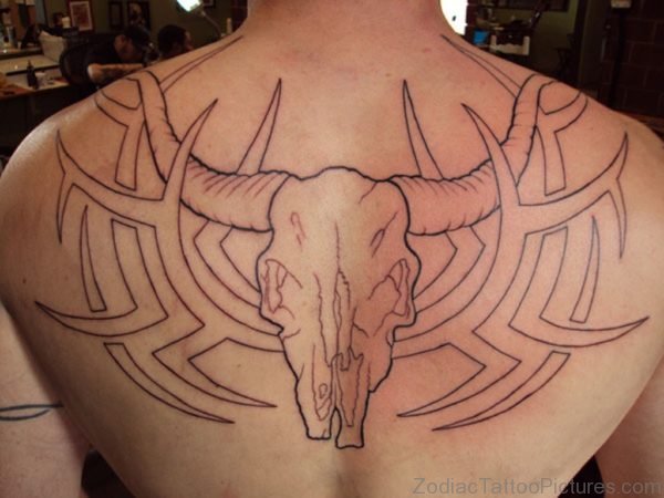 Outline Aries Tattoo On Back