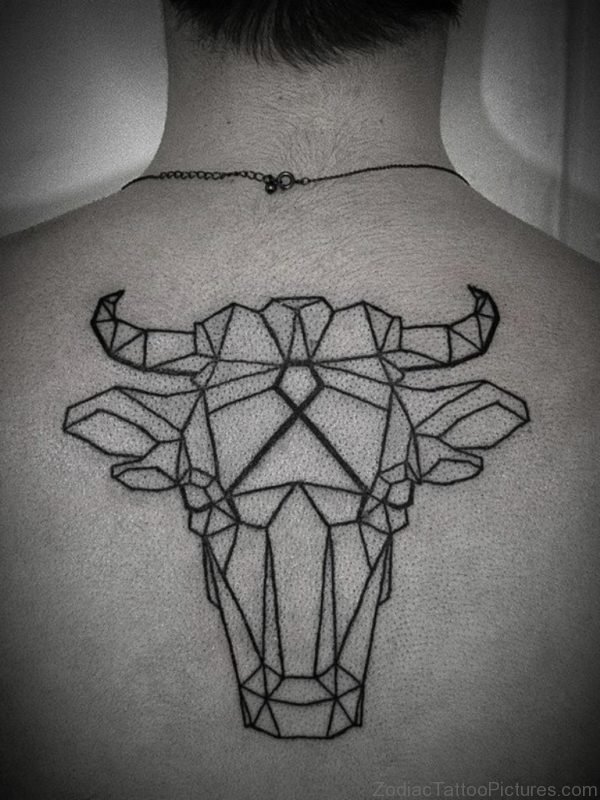Outline Taurus Tattoo On Back