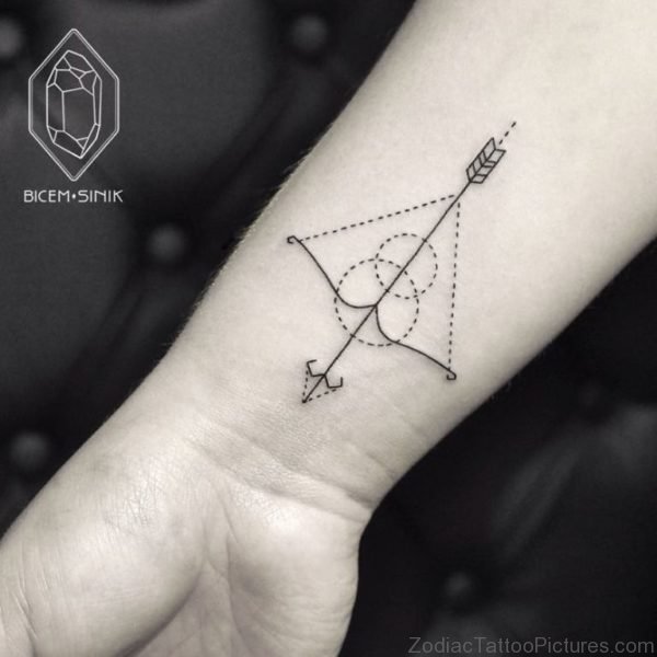 Outstanding Geometric Bow And Arrow Tattoo