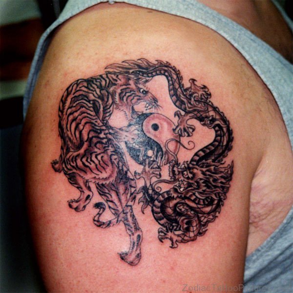 Outstanding Tiger Yin Yang Tattoo 