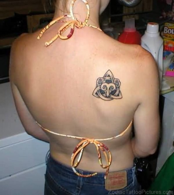 Popular Aries Women Tattoo On Upper Back