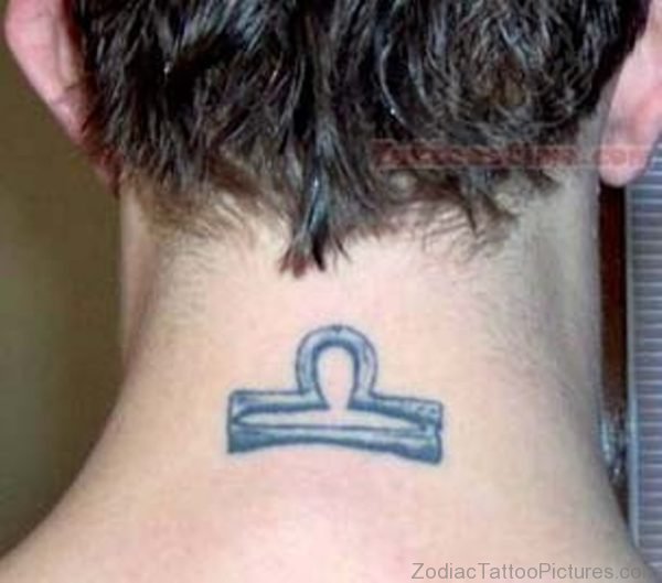 Pretty Libra Tattoo On neck