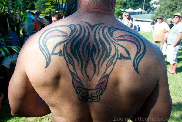 Raging Bull Tattoo Design On Back