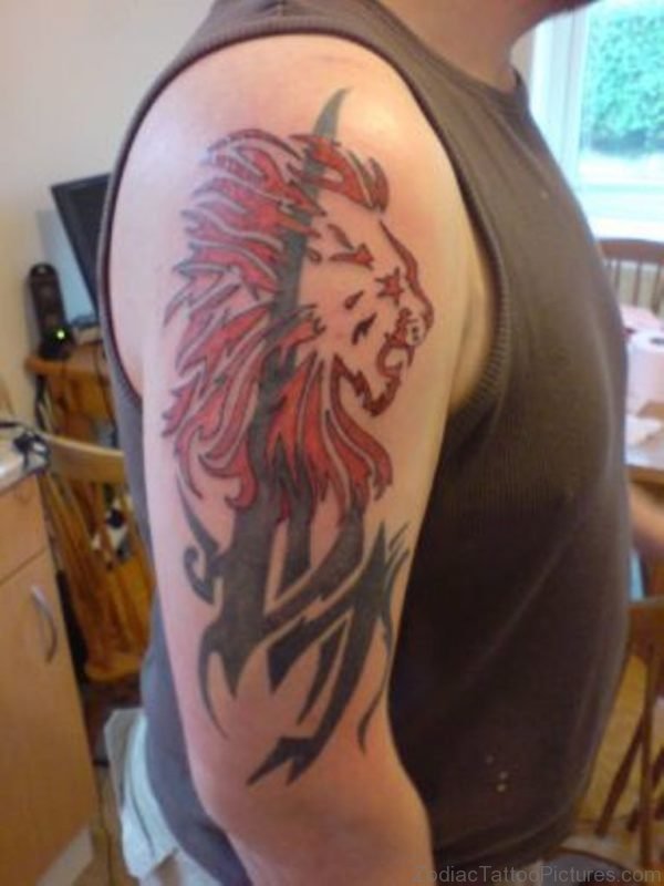 Red Ink Leo Lion Tattoo