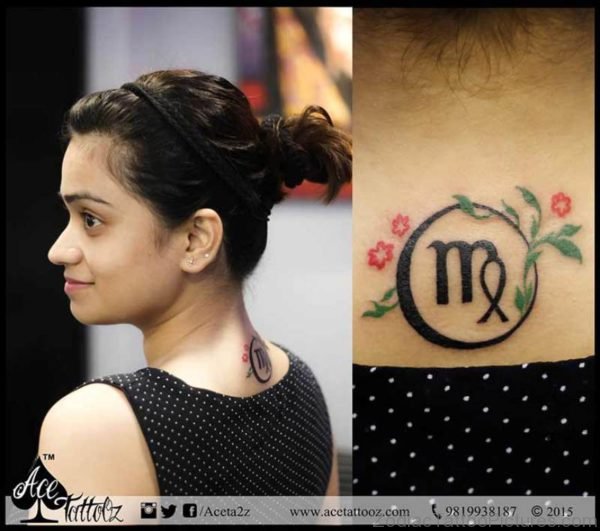 Rose And Virgo Zodiac sign Tattoo