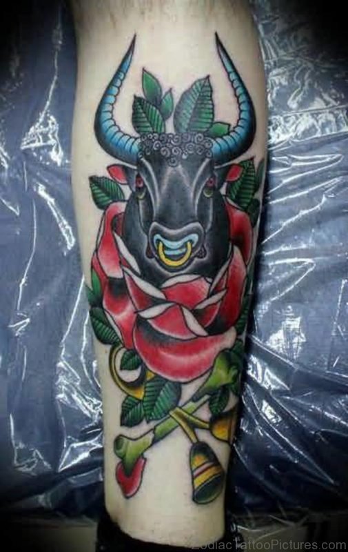 Rose and Taurus Tattoo