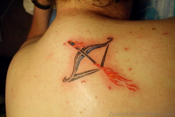 Sagittarius Arrow Tattoo Design On Back 