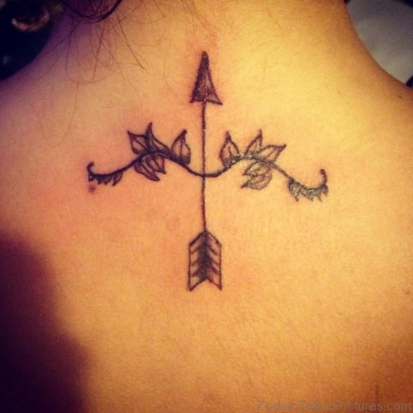 Sagittarius Arrow Tattoo On Back 