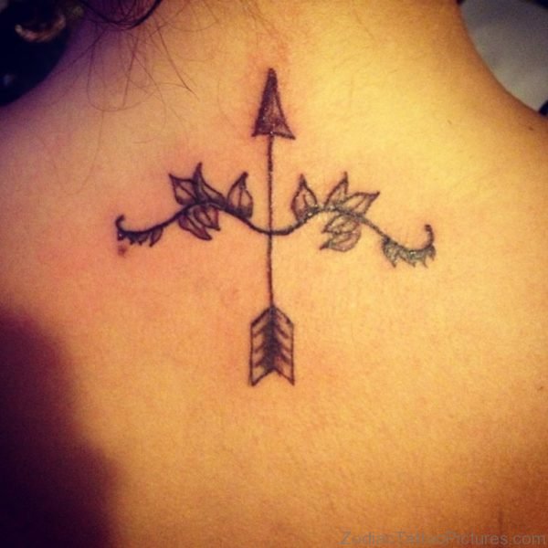 Sagittarius Arrow Tattoo On Back