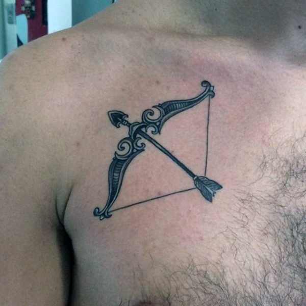 Sagittarius Bow And Arrow Mens Tattoo 