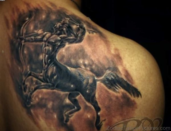 Sagittarius Tattoo On Back Shoulder 