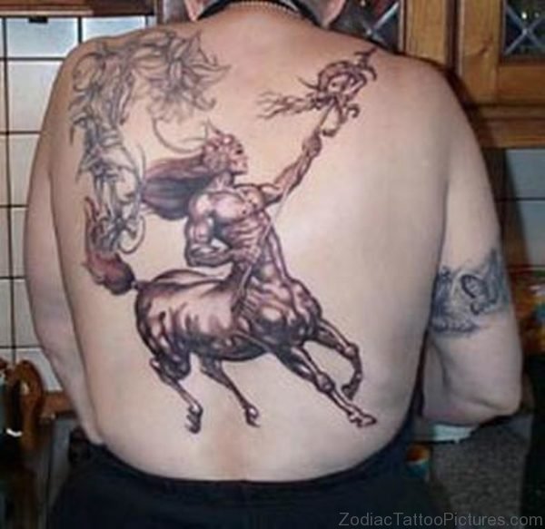 Sagittarius Tattoo On Girl Full Back 