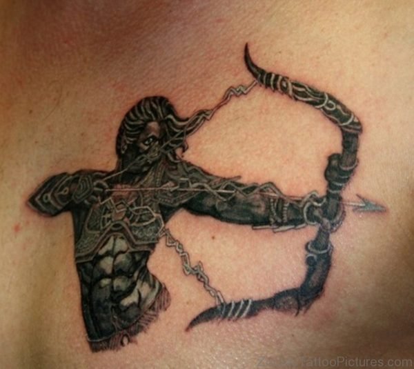 Sagittarius The Archer Tattoo On Chest 