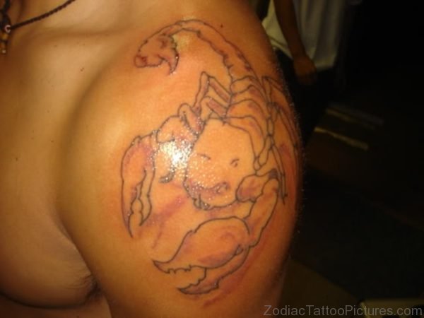Scorpion Zodiac Sign Shoulder Tattoo