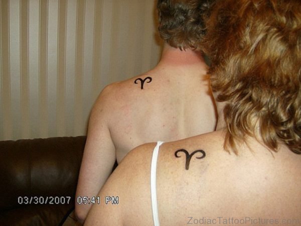 Simple Aries Tattoo On Left Shoulder 