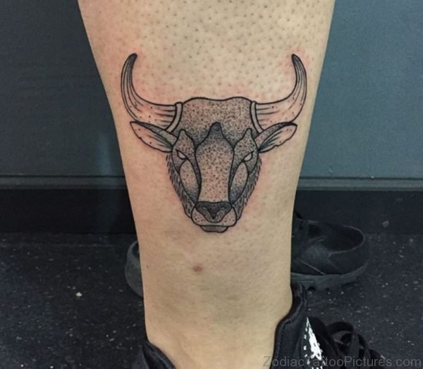 Simple Bull Tattoo on Leg