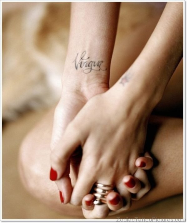 Simple Large Virgo Tattoo On Wrist