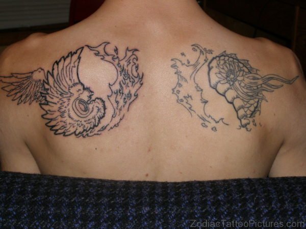 Simple Yin Yang Tattoo On Shoulder Back 