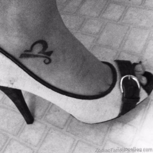 Small Libra Zodiac Tattoo On Right Ankle