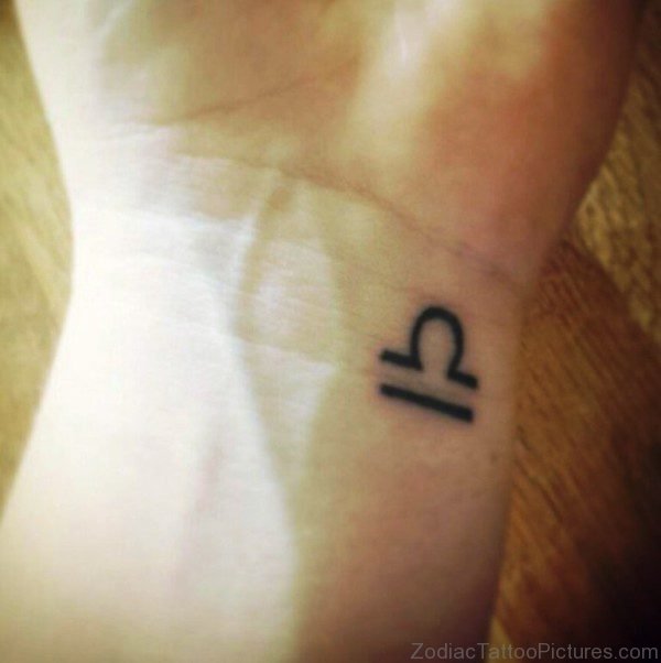 Small Libra Zodiac Tattoo On Wrist 