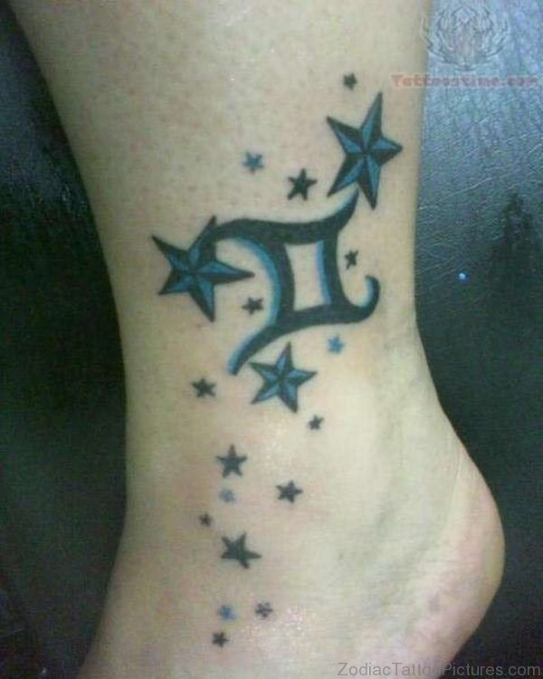 Star and Gemini Tattoo On Foot