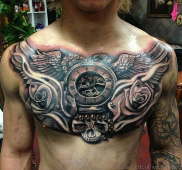 Stylish Armour Tattoo On Chest