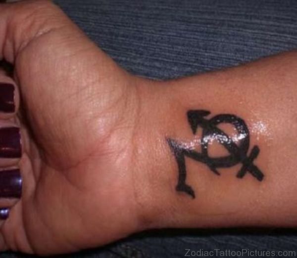 Stylish Sagittarius Tattoo On Wrist 