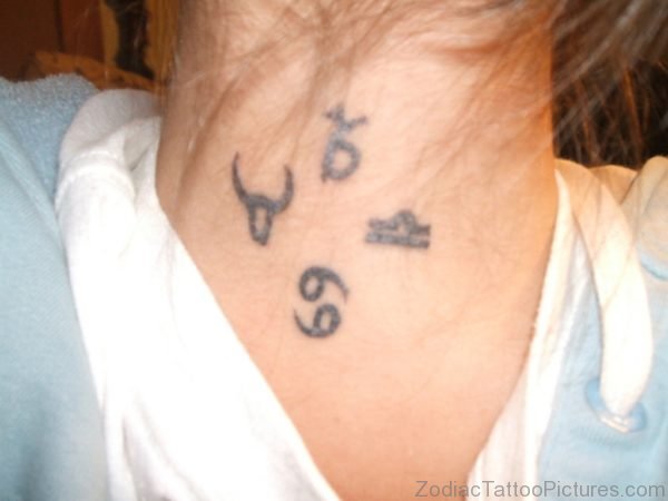 Stylish Taurus Tattoo On Neck