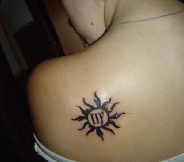 Sun And Virgo Symbol Tattoo 