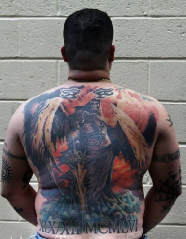 Sword Tattoo On Full Back