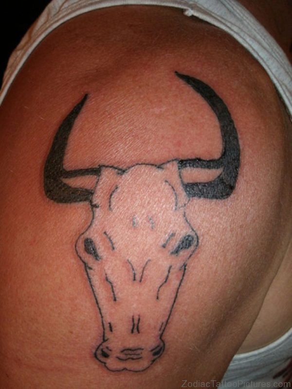 Taurus Bull Tattoo On Shoulder For Men