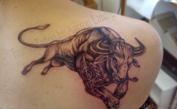 Taurus Bull Tattoo On back Shoulder