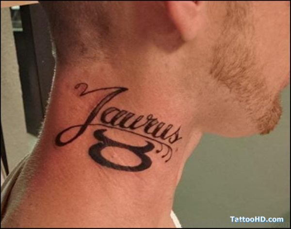 Taurus Side Neck Tattoo Style For Guys