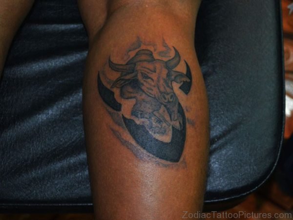 Taurus Tattoo Design On Leg