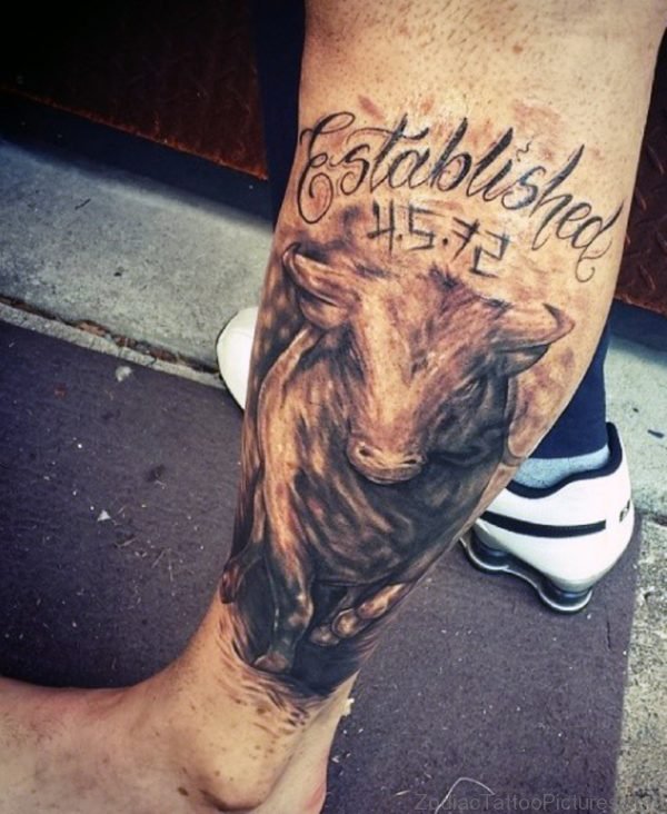 Taurus Tattoo On Leg