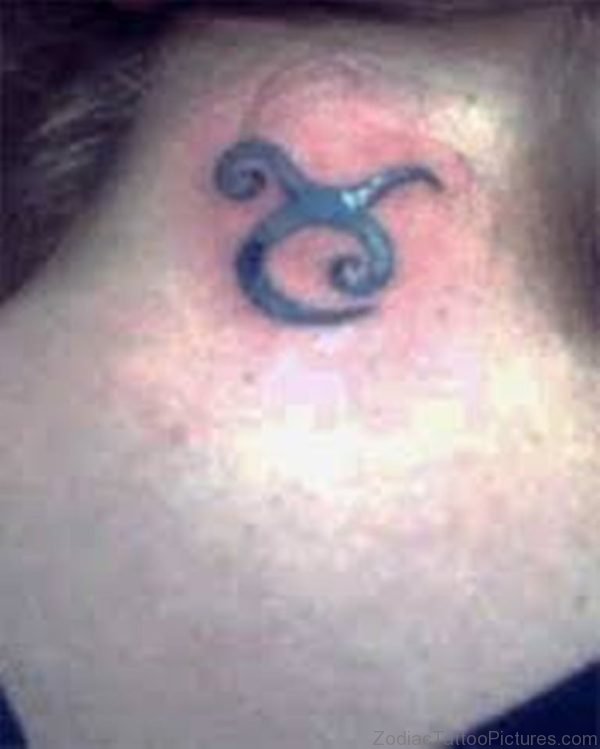 Taurus Zodiac Tattoo On Nape Image