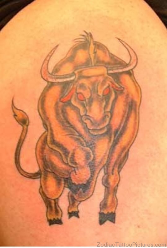 Taurus Zodiac Tattoo On Shoulder