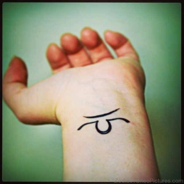 Tiny Black Libra Zodiac Tattoo On Wrist