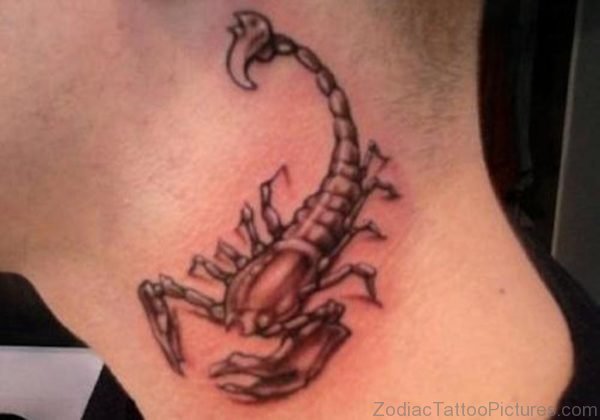 Traditional Scorpion Tattoo On Neck
