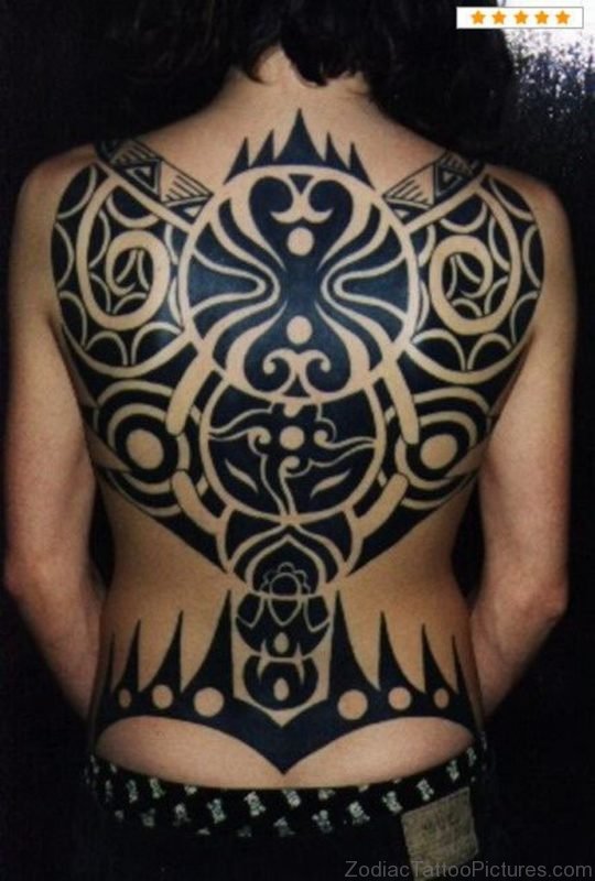 Tribal Aries Tattoo Picture On Back