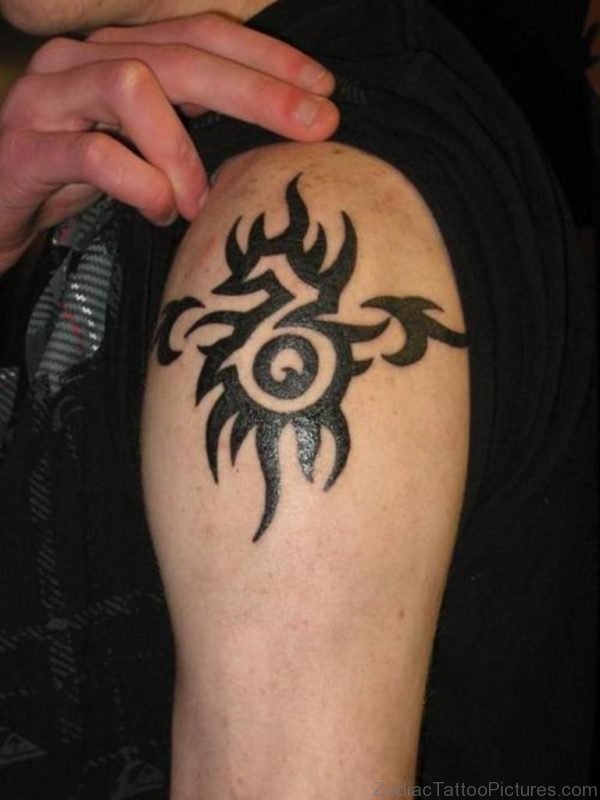 Tribal Capricorn Tattoo On Shoulder