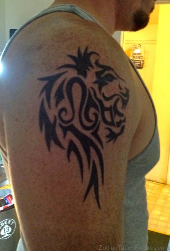 Tribal Leo Zodiac Sign Tattoo