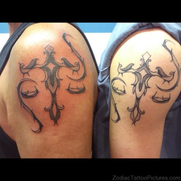 Tribal Libra Shoulder Tattoo Design