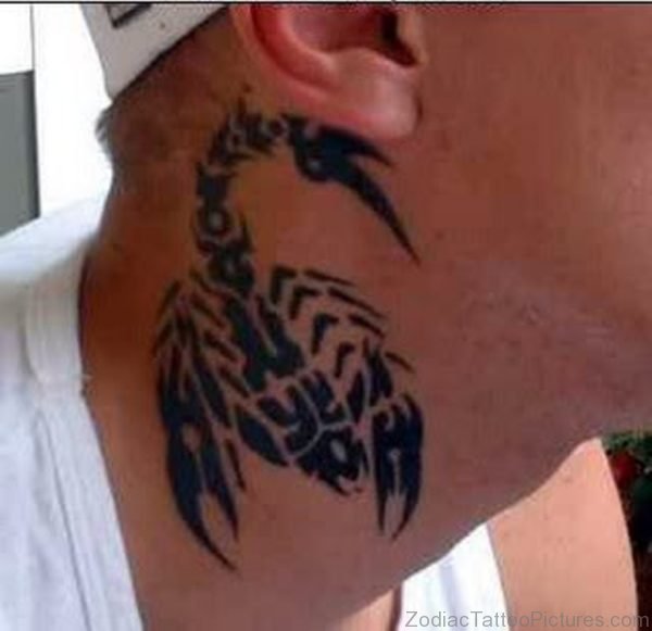 Tribal Scorpion Neck Tattoo