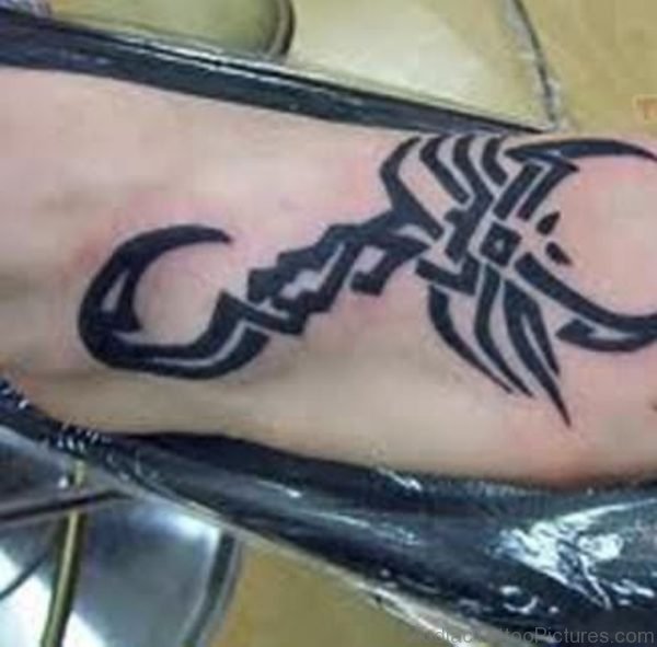 Tribal Scorpion Tattoo On Foot