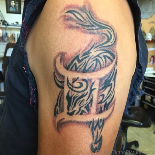 Tribal Taurus And Gemini Tattoo