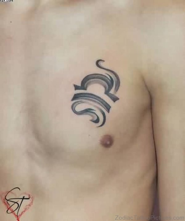 Tribal Zodiac Libra Tattoo On Chest