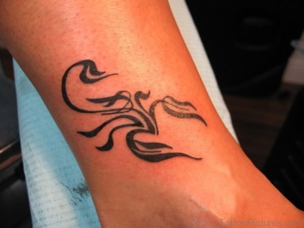 Tribal Zodiac Scorpio Tattoo On Ankle