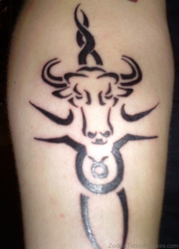 Tribal Zodiac Taurus Tattoo